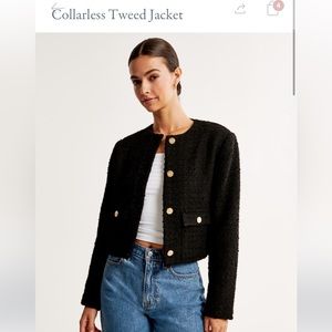A&F Collarless Tweed Jacket